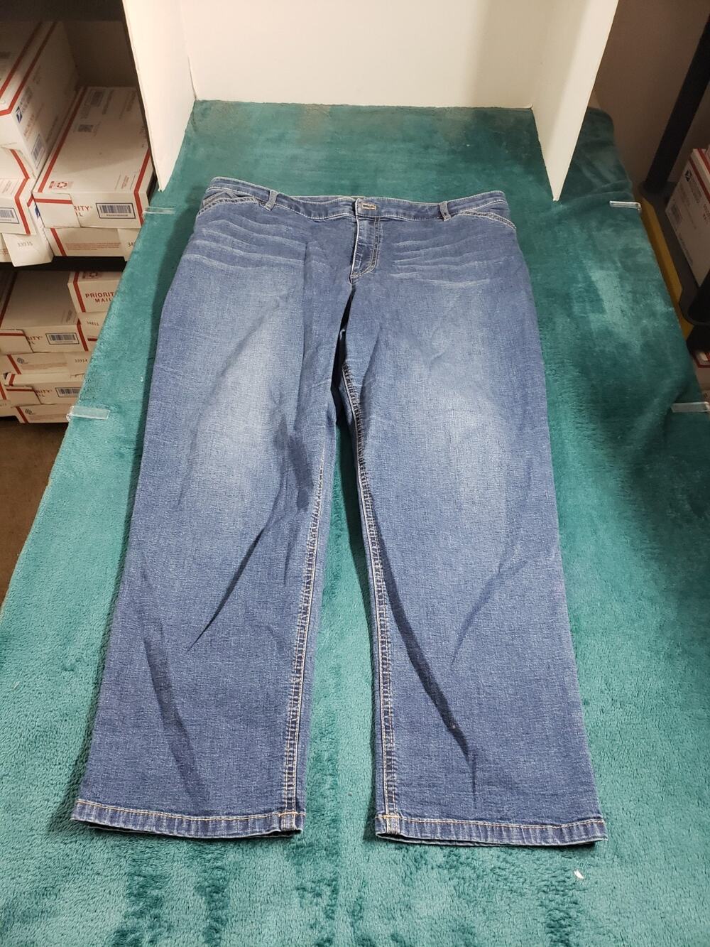 J Jill Jeans Size 16 Womens Blue Denim Stretch Pants Ladies Mid Rise Crop